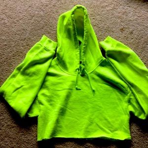 bright yellow cropped hoodie | fruit of the loom